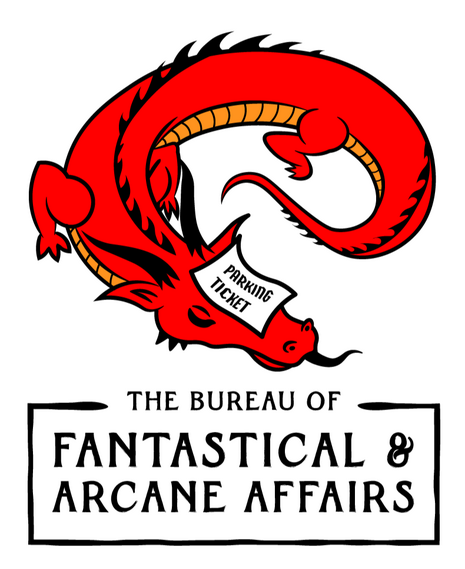 The Bureau of Fantastical & Arcane Affairs | Hip Flask Games Logo of the Bureau of Fantastical & Arcane Affairs by Hip Flask Games. Shows a sleeping dragon with a parking ticket.